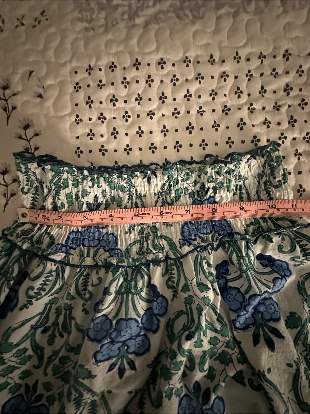 CHARLESTON SHOE CO. White Maxi Skirt with Blue & Green Floral Print - Picture 4 of 9